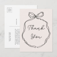 Hand Drawn Whimsical Ribbon Thank You postcard