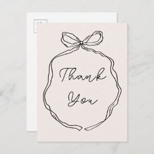 Hand Drawn Whimsical Ribbon Thank You postcard