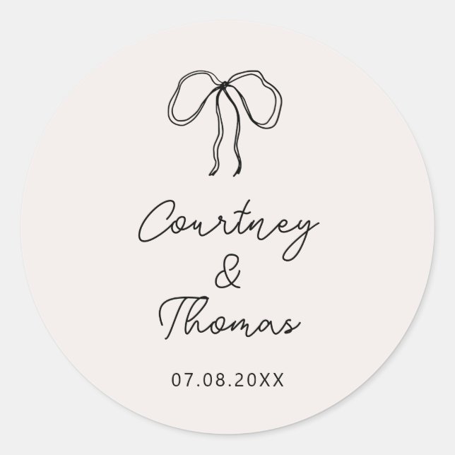 Hand Drawn Whimsical Ribbon wedding label (Front)