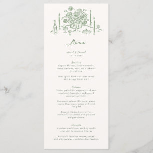 Hand Drawn Whimsical Tabletop Sage Green Wedding Menu