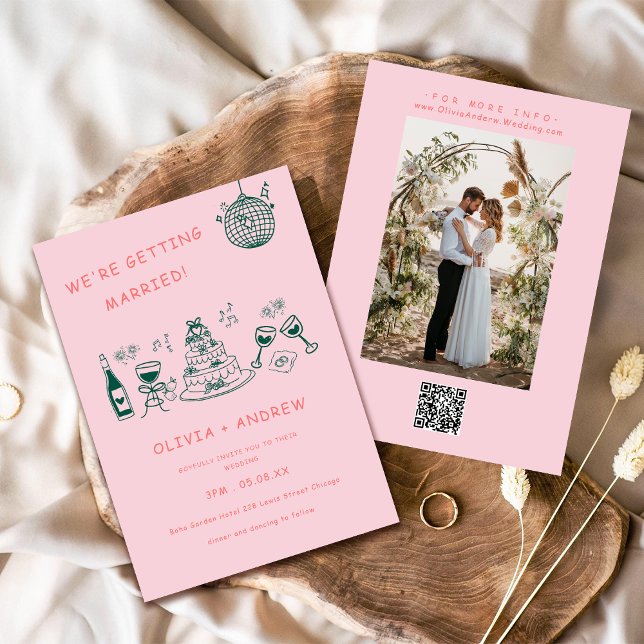 Hand Drawn Whimsical Unique Quirky Wedding Invitation (Creator Uploaded)