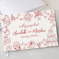 Hand Drawn Whimsical Vintage Red Wedding