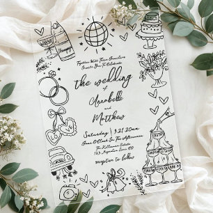 Hand Drawn Whimsical Wedding Acrylic Invitations