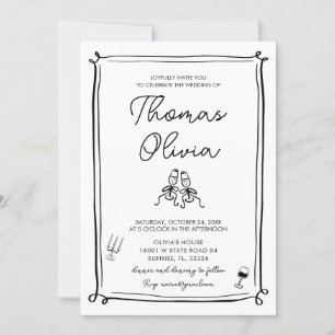 Hand Drawn Whimsical Wedding Invitations