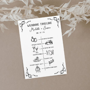 Hand Drawn Whimsical Wedding Itinerary Schedule Program