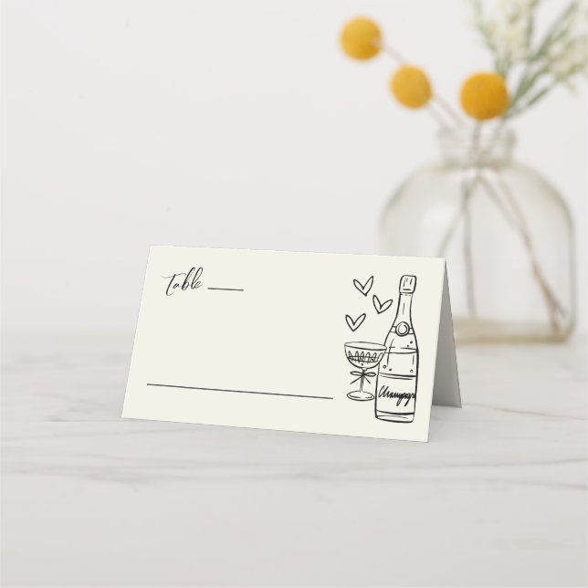 Hand Drawn Whimsical Wedding Place Card
