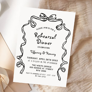 Hand Drawn Whimsical wedding rehearsal dinner  Invitation