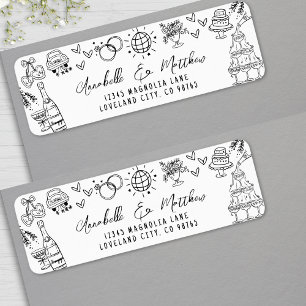 Hand Drawn Whimsical Wedding Return Address Label