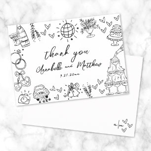 Hand Drawn Whimsical Wedding Thank You Card