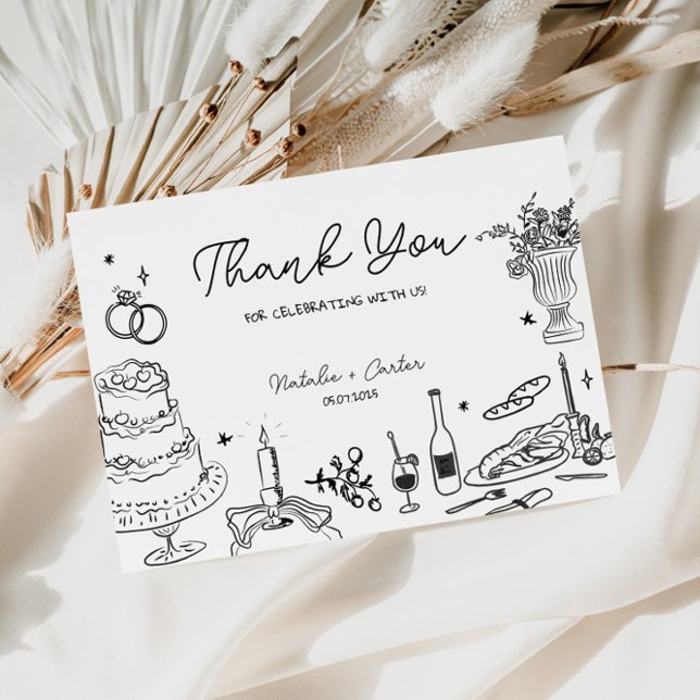 Hand Drawn Whimsical Wedding Thank You Enclosure Card (Creator Uploaded)