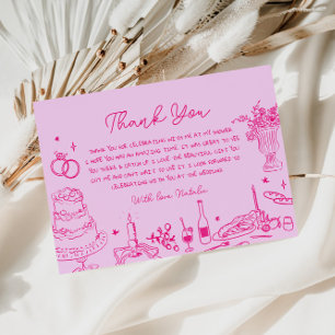 Hand Drawn Whimsical Wedding Thank You Enclosure Card