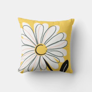 Hand-drawn Whimsical Yellow Daisy Cushion