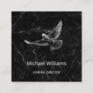 Hand Drawn White Dove Black Marble Business Card