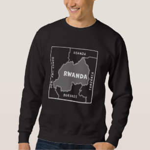 Hand-drawn white line map of Rwanda & neighbouring Sweatshirt