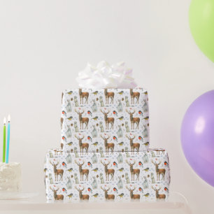 Hand Drawn Wild Stoats White Hares Deer Birds Wrapping Paper