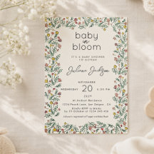 Hand Drawn Wildflower Baby in Bloom Baby Shower 