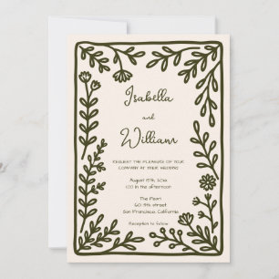 Hand Drawn Wildflower Garden Wedding Invitation