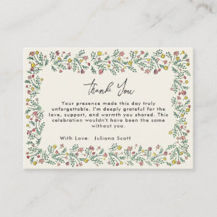 Hand Drawn Wildflower Thank You Baby Shower  Enclosure Card
