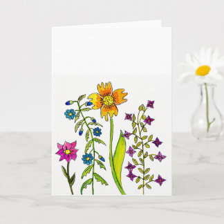 Hand-Drawn Wildflower Trio Greeting Card
