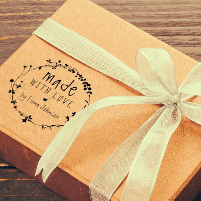 Hand Drawn Wildflower Wreath Made with Love Rubber Stamp (Creator Uploaded)