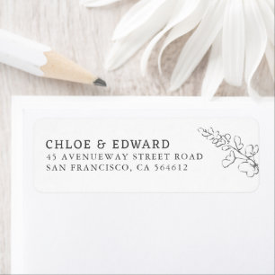 Hand-drawn Wildflowers Branch Elegant Return Address Label