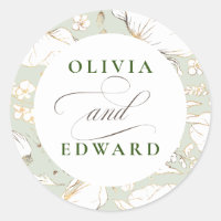 Hand-drawn Wildflowers Elegant Gold Wedding
