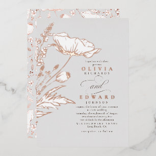 Hand-drawn Wildflowers Elegant Light Grey Wedding