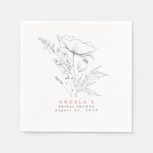 Hand-drawn Wildflowers Elegant Minimalist Napkin