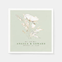 Hand-drawn Wildflowers Elegant Minimalist Wedding