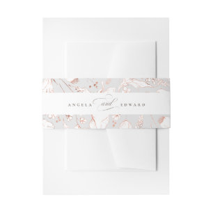 Hand-drawn Wildflowers Light Grey Elegant Wedding Invitation Belly Band