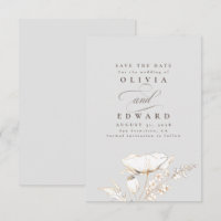 Hand-drawn Wildflowers Light Grey Save the Date