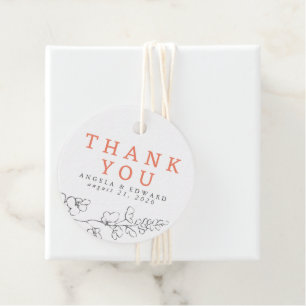 Hand-drawn Wildflowers Minimalist Thank You Favour Tags
