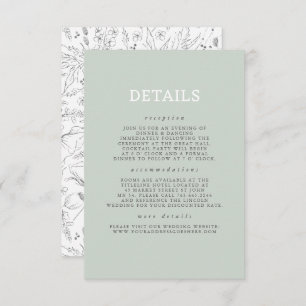 Hand-drawn Wildflowers Pattern Wedding Details Enclosure Card