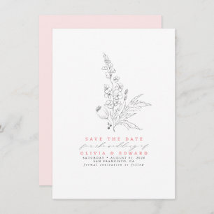 Hand-drawn Wildflowers Pink Save the Date