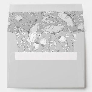 Hand-Drawn Wildflowers Sketch Pattern Modern  Envelope