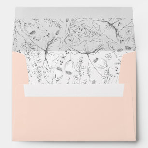 Hand-Drawn Wildflowers Sketch Pattern Modern Peach Envelope