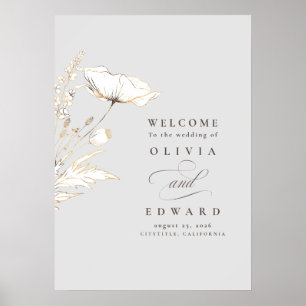 Hand-drawn Wildflowers Wedding Welcome Sign