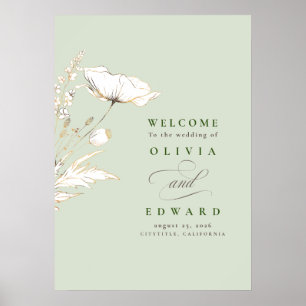 Hand-drawn Wildflowers Wedding Welcome Sign