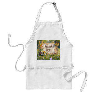 Hand drawn wildflowers, wheat stalks, butterflies standard apron