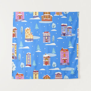 Hand drawn winter seamless pattern with cute Scand Tapestry