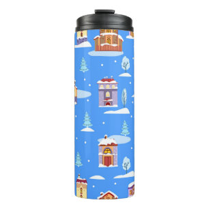 Hand drawn winter seamless pattern with cute Scand Thermal Tumbler