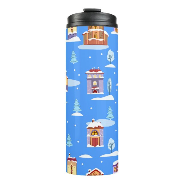 Hand drawn winter seamless pattern with cute Scand Thermal Tumbler (Front)