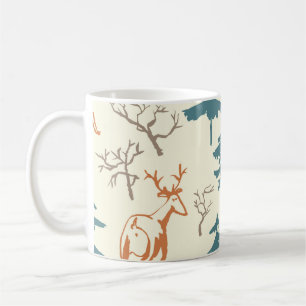 Hand drawn winter seamless pattern with deer and p coffee mug