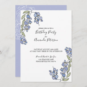 Hand Drawn Wisteria Floral Birthday Invitations