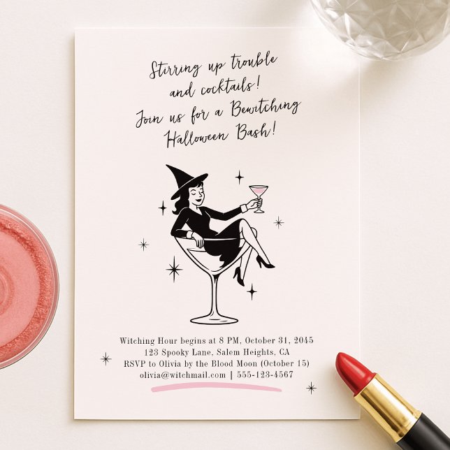 Hand-Drawn Witch Halloween Party Invitation  (Creator Uploaded)