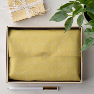 Hand-Drawn Wonky Honeycomb Pattern Golden Yellow  Tissue Paper