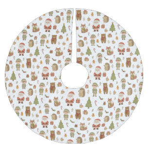 Hand Drawn Woodland Animals Christmas Tree Skirt