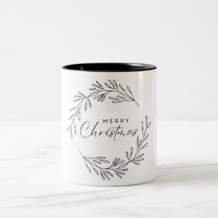Hand Drawn Wreath Christmas Two-Tone Coffee Mug