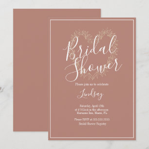 Hand Drawn Wreath Heart Boho Bridal Shower Invitation