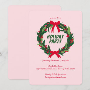 Hand Drawn Wreath Holiday Christmas Party CUSTOM  Invitation